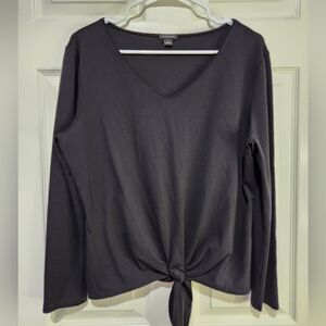 Ann Taylor Women's Black V-Neck Tie-Front Top